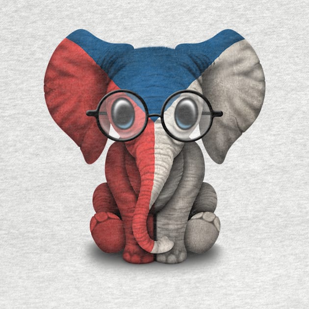 Baby Elephant with Glasses and Czech Flag by jeffbartels